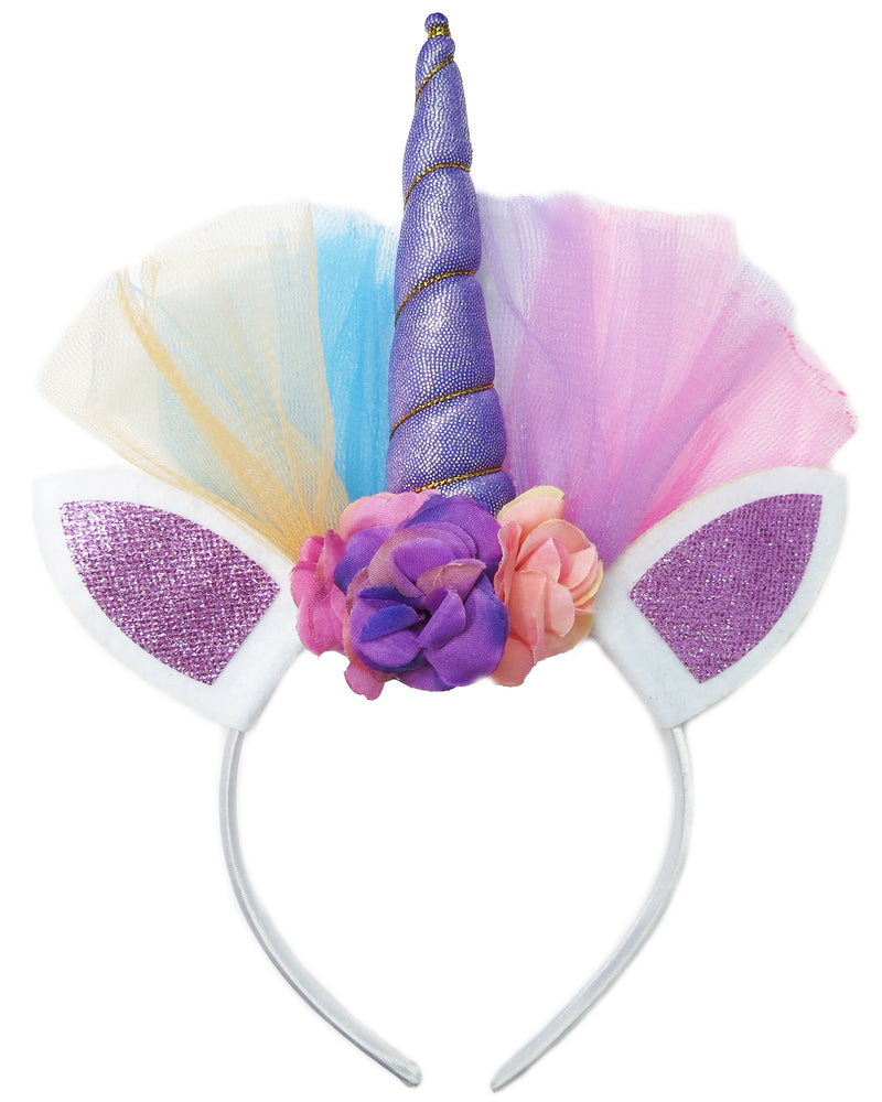 Lavender Rainbow Unicorn Flower Head Band