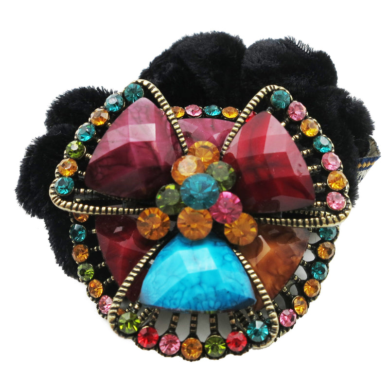 Colors Rhinestone Flower3 Donut Hairband