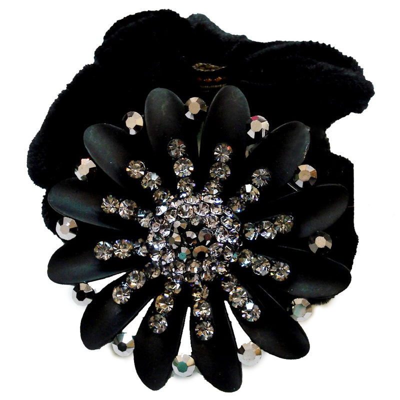 Rhinestone Black Daisy Donut Hairband