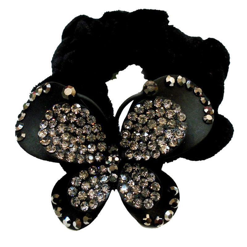 Rhinestone Black Butterfly Donut Hairband