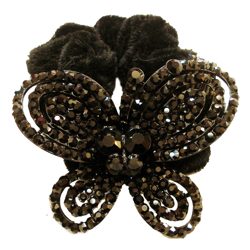 Rhinestone Black Butterfly2  Donut Hairband