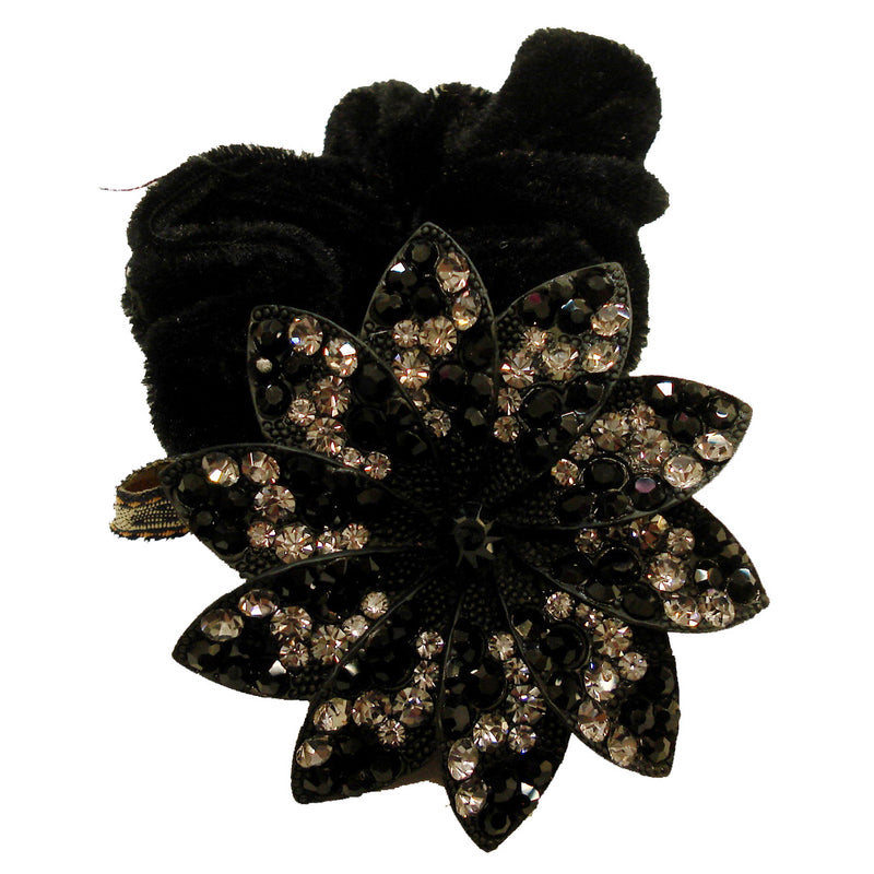 Rhinestone Black Sunflower Donut Hairband