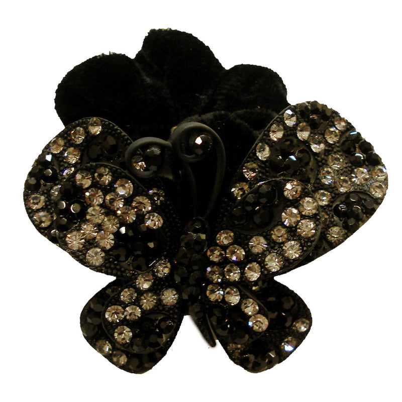 Rhinestone Black Butterfly3 Donut Hairband
