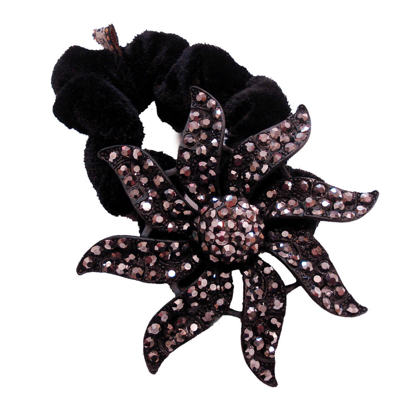 Rhinestone Black Lily Donut Hairband