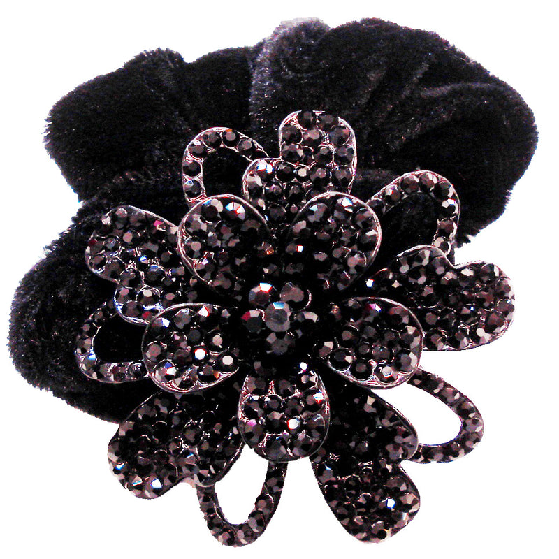 Rhinestone Black Marigold Donut Hairband