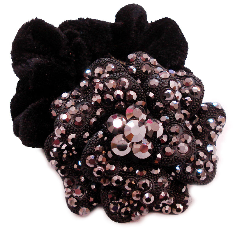 Rhinestone Black Marigold2 Donut Hairband