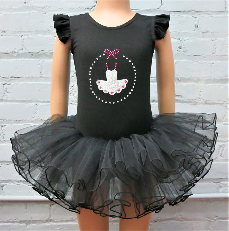 Black Rhinestone Glitter Ballet Dress