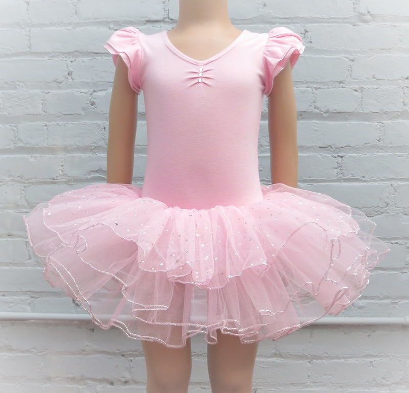 Pink Rhinestone & Silver Trim Ballet Dress