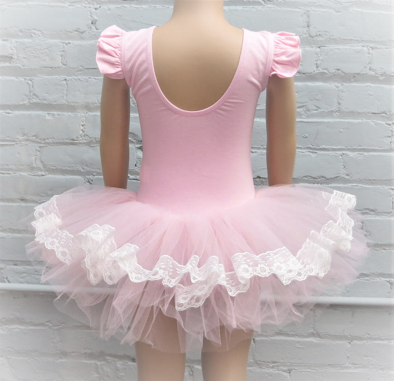 Pink Rhinestone Star Lace Trim Ballet Dress