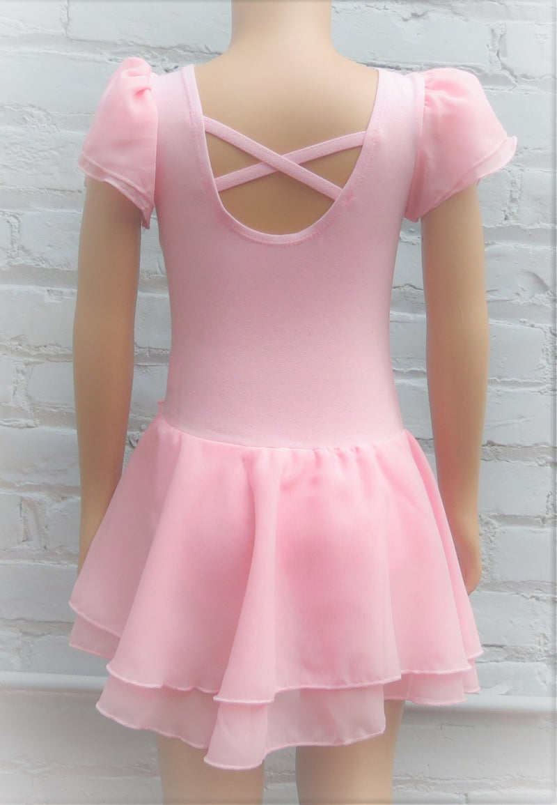 Pink Chiffon Sleeve Bow Skirted  Ballet Dress