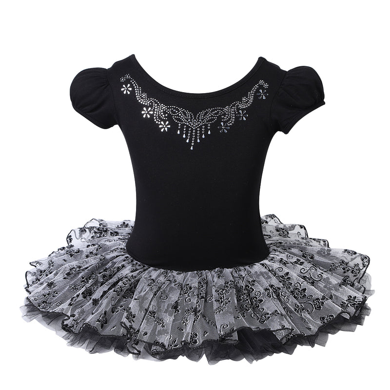 Black/Silver Flowers Ballet Dress