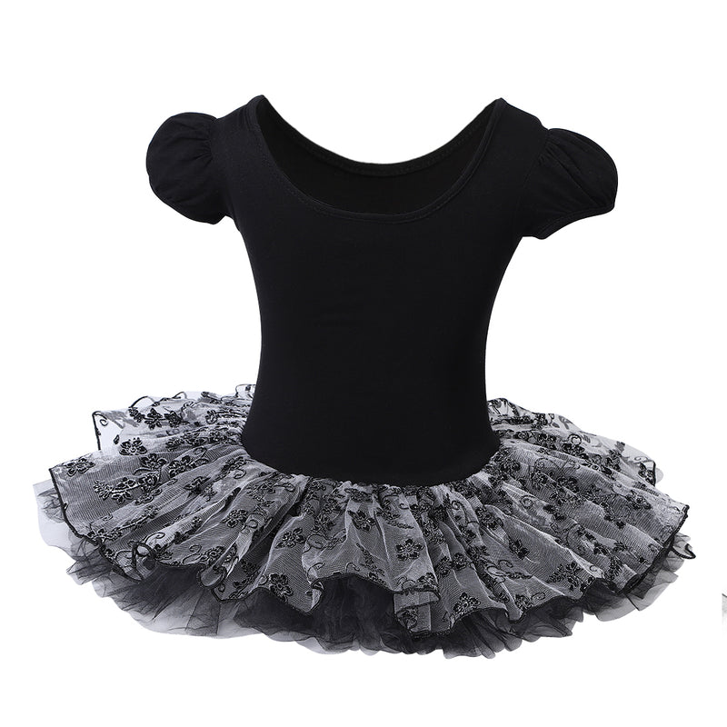 Black/Silver Flowers Ballet Dress