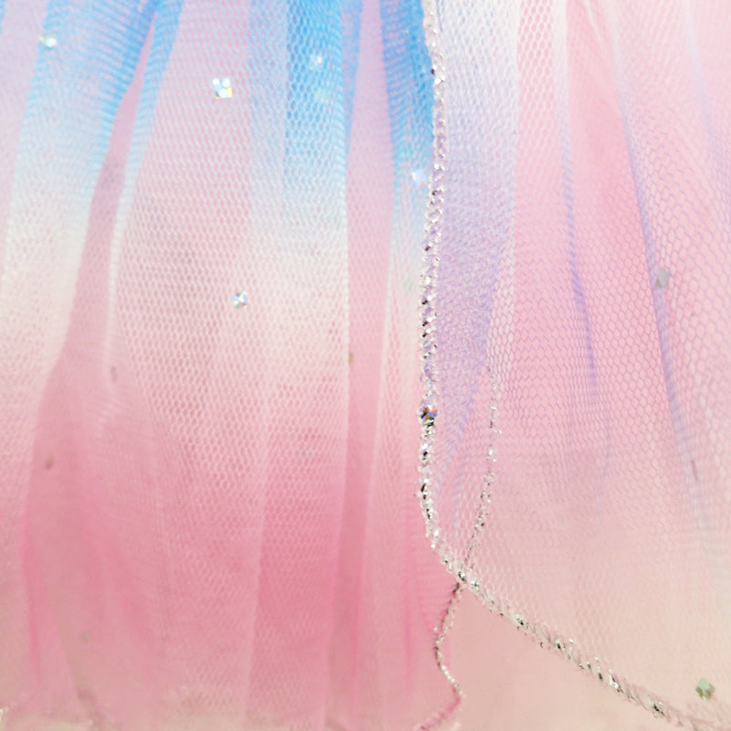 Rainbow Rhinestone Silver Trim Pink Ballet Dress
