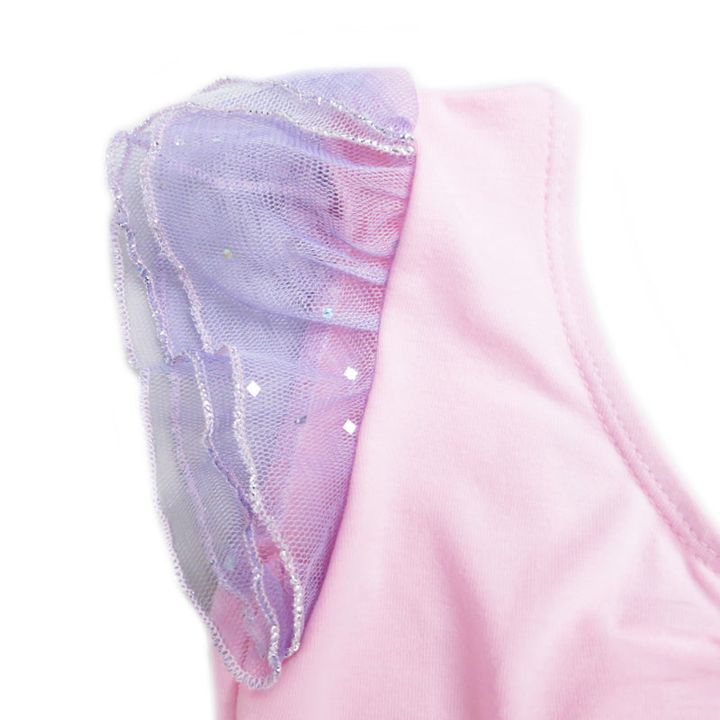 Rainbow Rhinestone Silver Trim Pink Ballet Dress