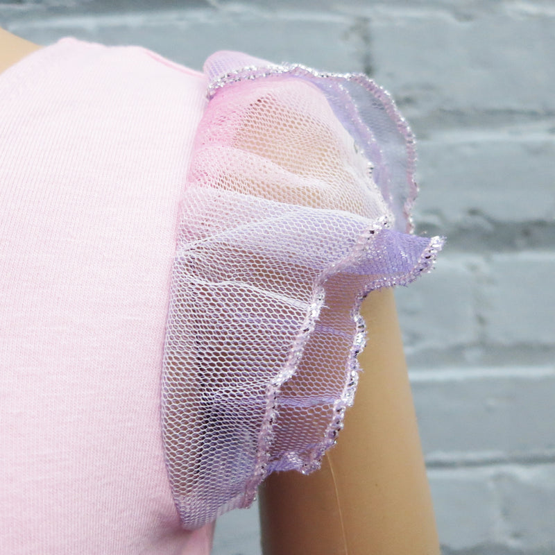 Rainbow Rhinestone Silver Trim Pink Ballet Dress