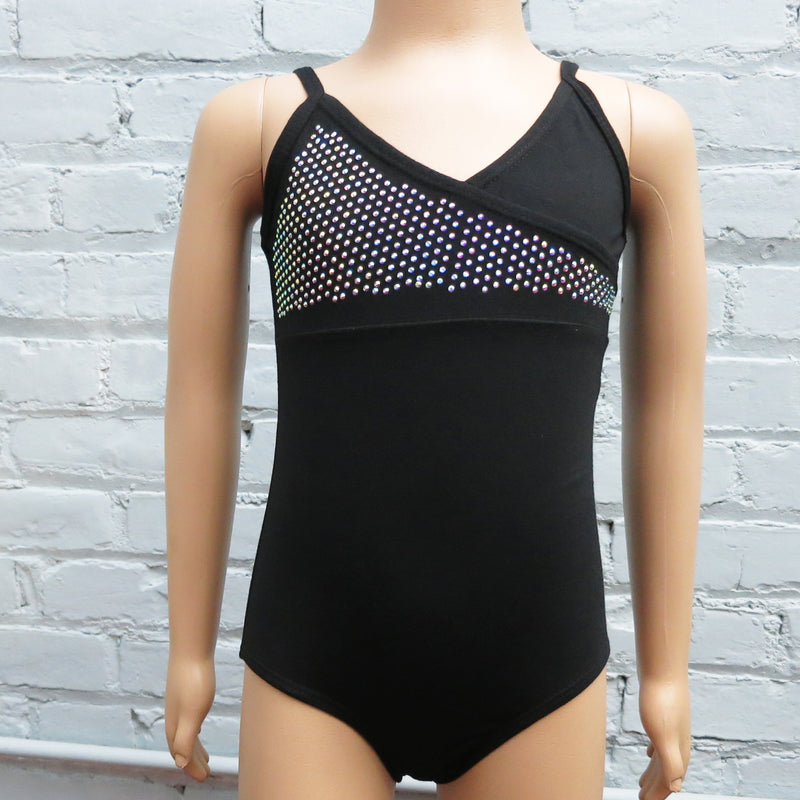 Black Rhinestone Spaghetti Leotard