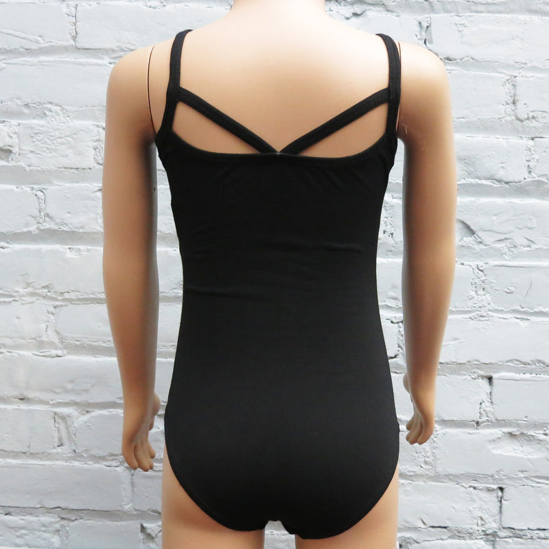 Black Rhinestone Spaghetti Leotard