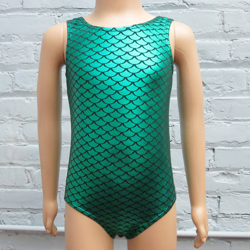 Green Fish Scale Mermaid Tank Leotard