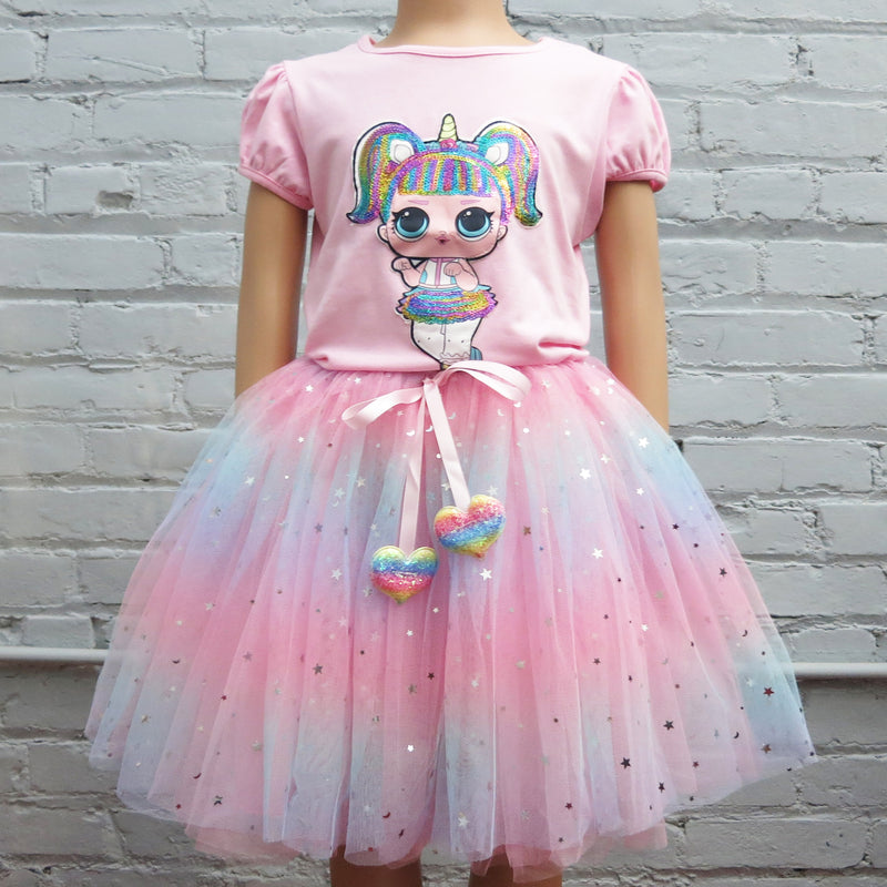 JoJo Siwa Rainbow Start/Moon Tulle Tutu Skirt