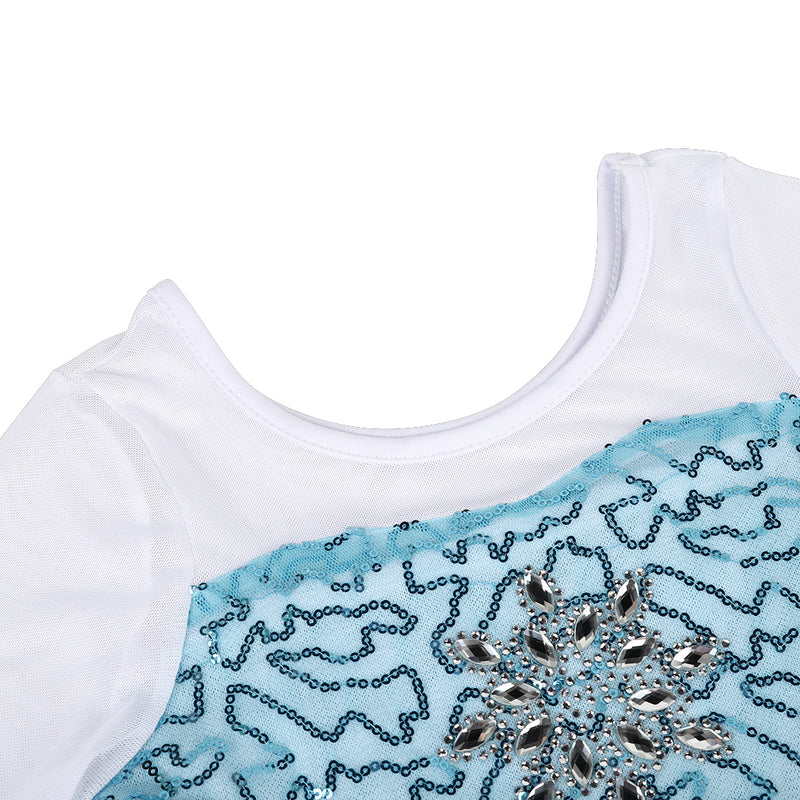 Blue/White Elsa Dress With Silver Snowflake Cape