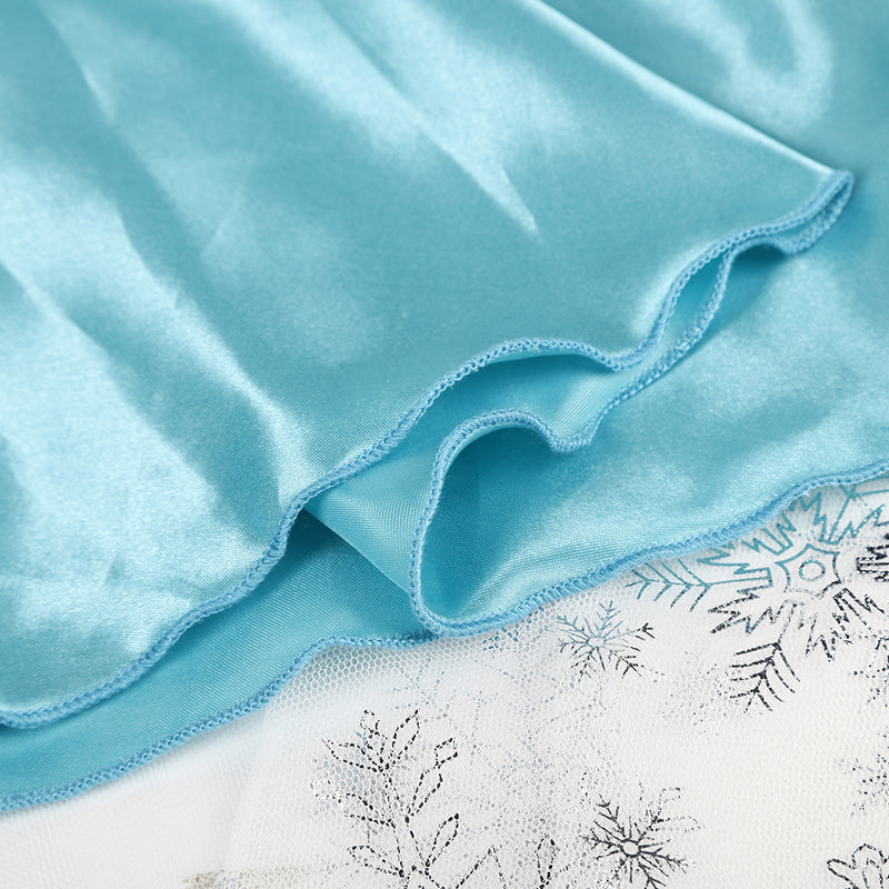 Blue/White Elsa Dress With Silver Snowflake Cape