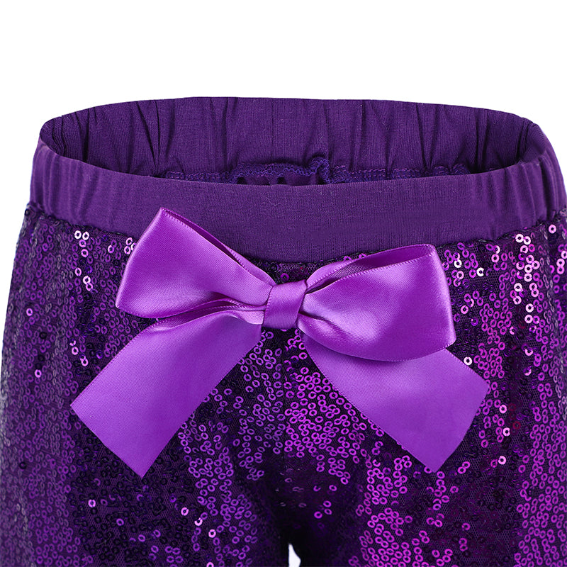 Purple Sequins Bow Shorts