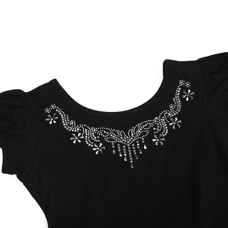 Black/Silver Flowers Ballet Dress