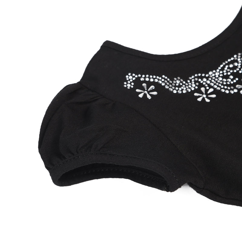 Black/Silver Flowers Ballet Dress