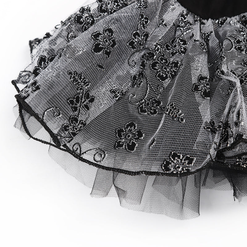 Black/Silver Flowers Ballet Dress