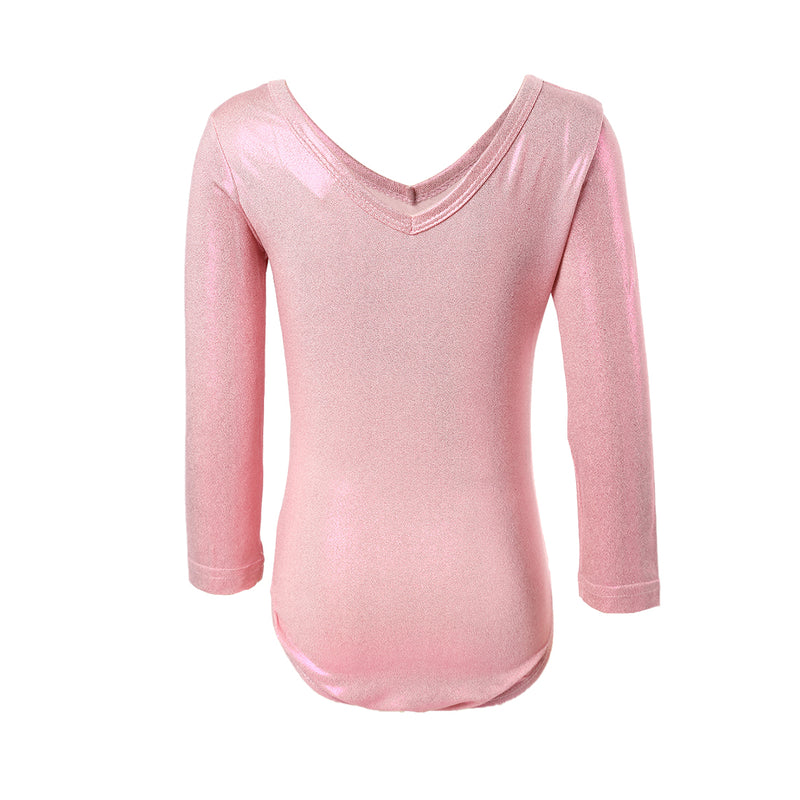 Pink Long Sleeve 3D Flowers Competition Leotard