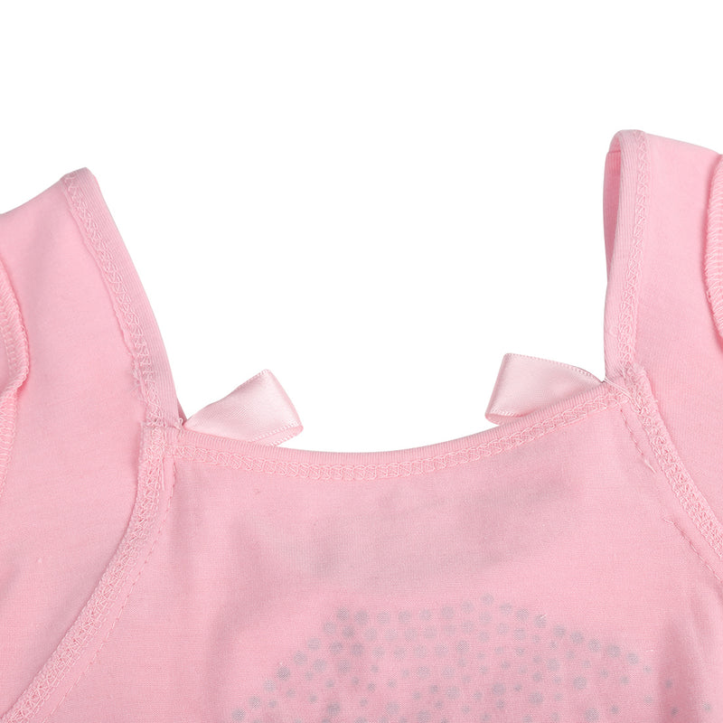 Pink Rhinestone Bow Long-Sleeve Ballet Dress