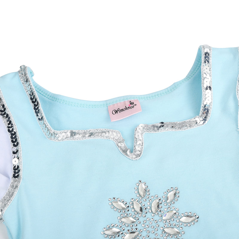 Baby Blue Snowflake Sequin Ballet Dress
