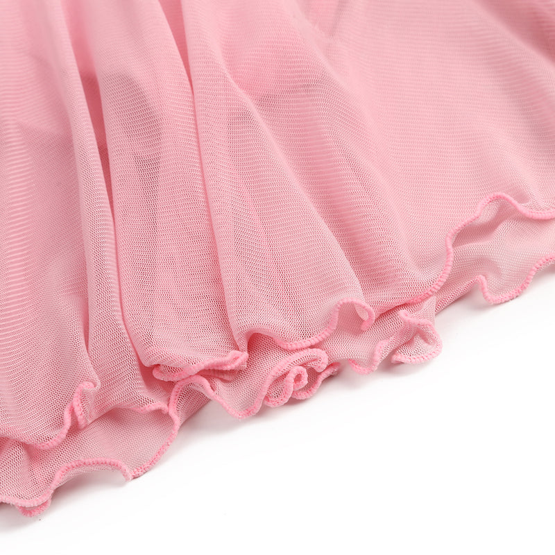 Pink Skirted 2 Layer Short Sleeve Leotard