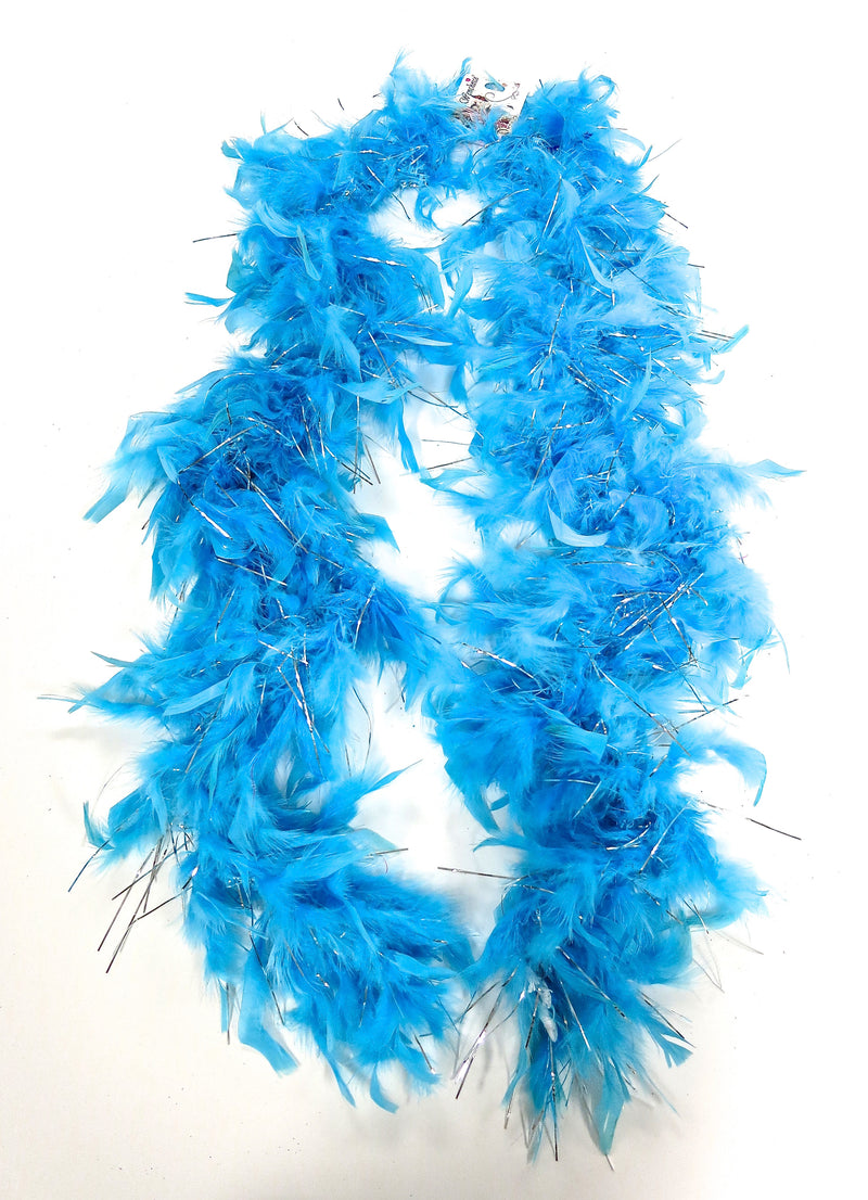 Blue Feather Silver Thread Boa