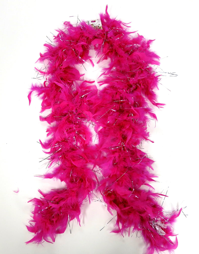 Hot Pink Feather Silver Thread Boa