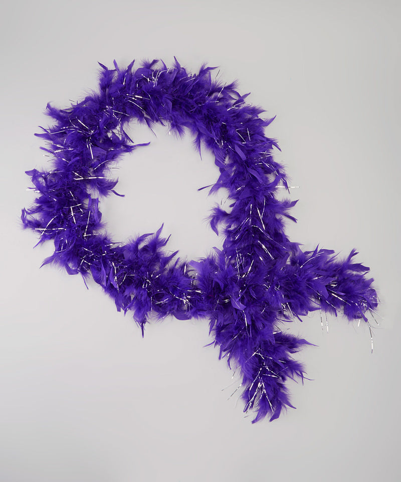 Purple Feather Silver Thread Boa