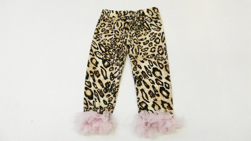 Cheetah Printed Legging With Pink Ruffle