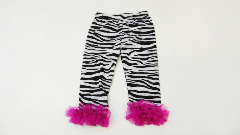 Zebra Printed Legging With Hot Pink Ruffle