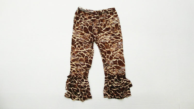 Brown Giraffe Ruffle Lace Legging