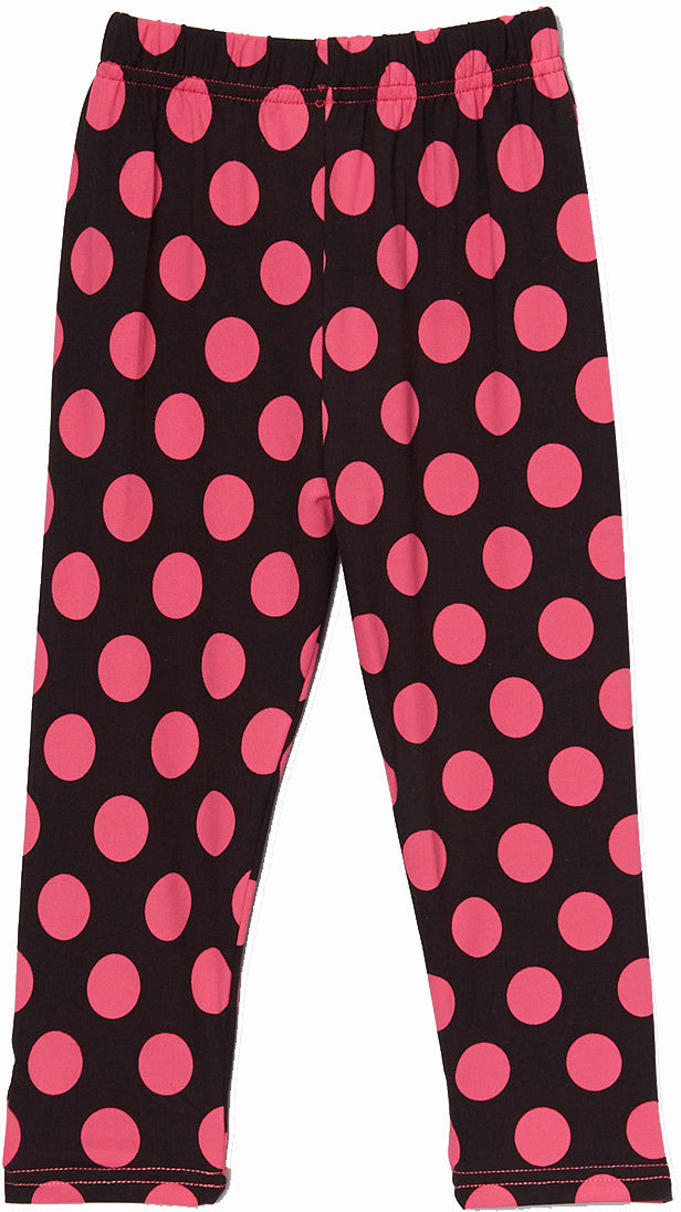 Hot Pink Dot Black Ice Silk Legging