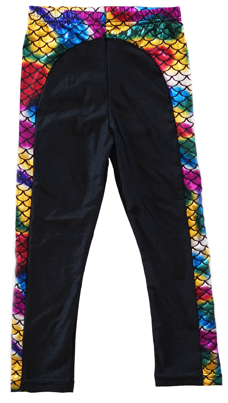 Mommy and Me Rainbow Mermaid Black Legging--Kid