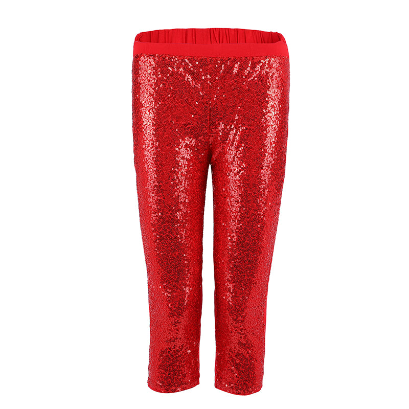Red Sequins Legging Pants