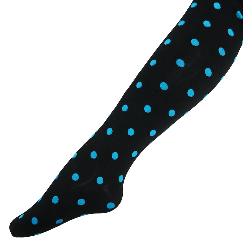 Blue Polka Dot Black Tights