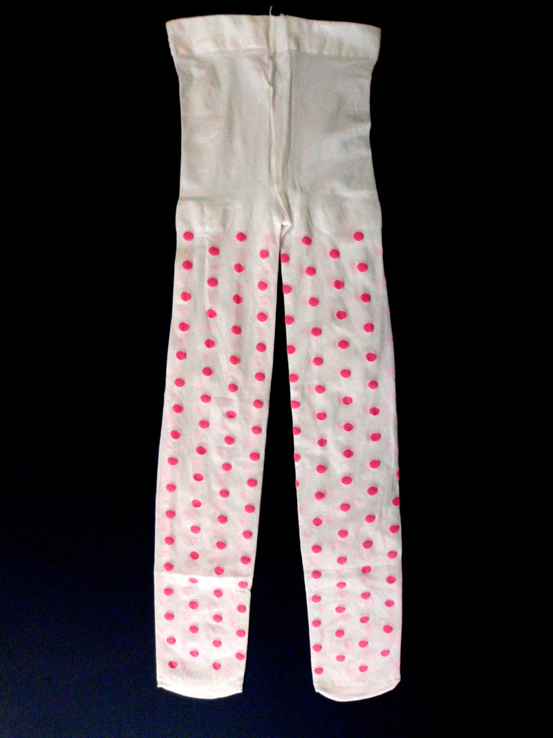 Pink Polka Dot White Tights