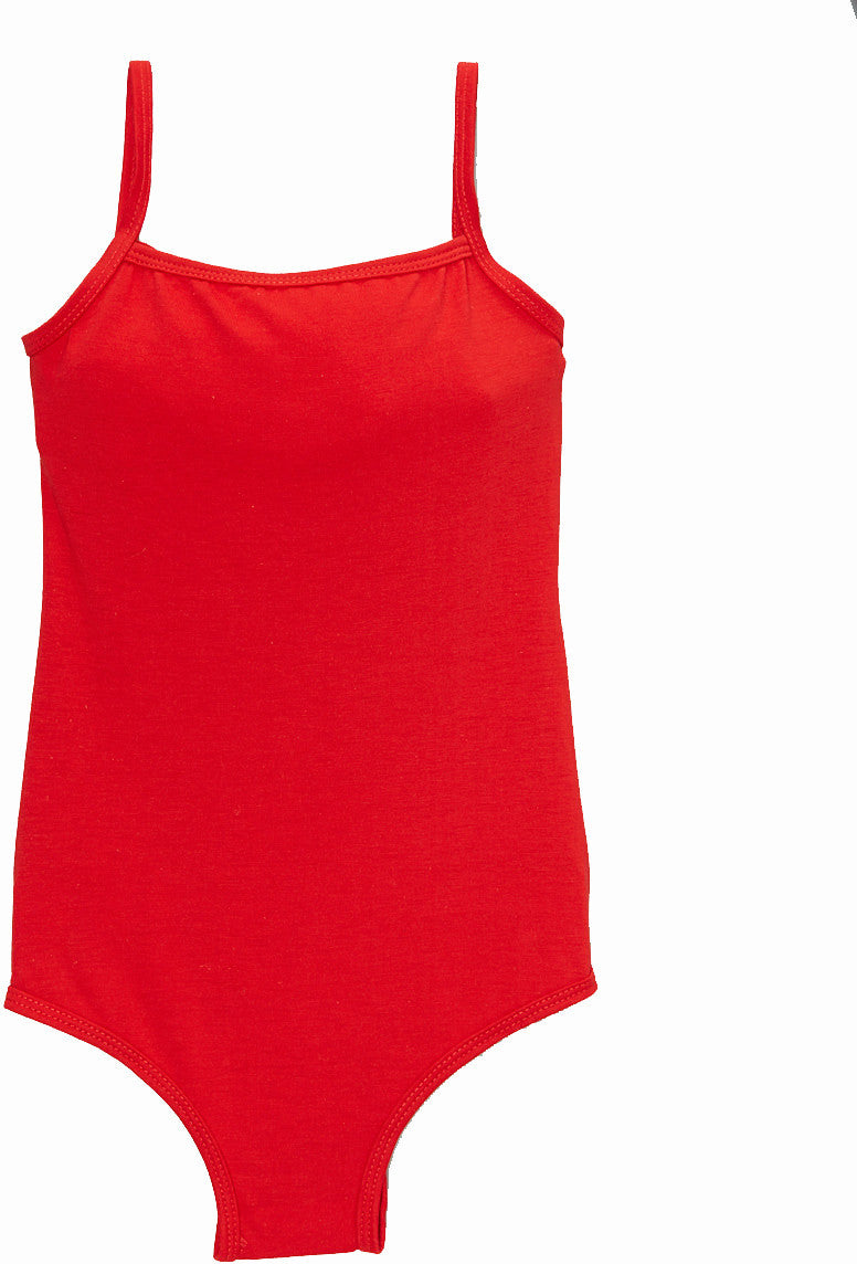 Red Cotton Keyhole Spaghetti  Leotard