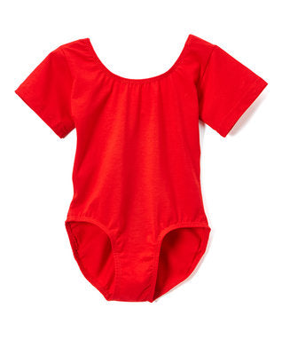 Red Short Sleeve Cotton Leotard