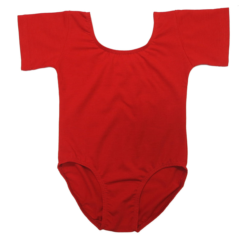Red Short Sleeve Cotton Leotard