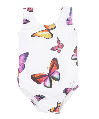 White Butterfly Lycra  Leotard