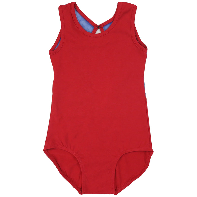 Red & Royal Blue Ring Back Tank Top Leotard