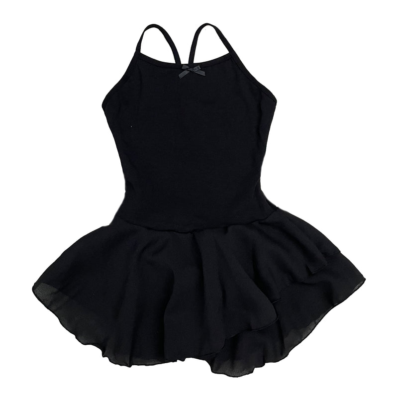 Black Skirted 2 Layer Spaghetti Leotard